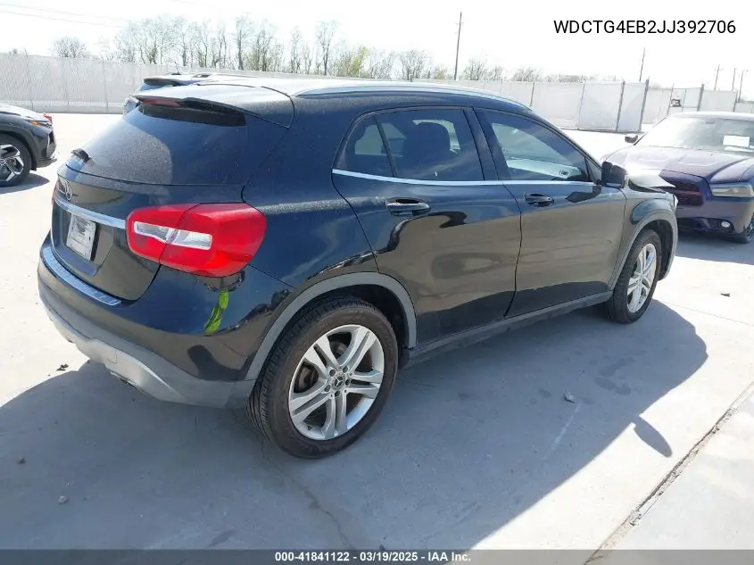 2018 Mercedes-Benz Gla 250 VIN: WDCTG4EB2JJ392706 Lot: 41841122
