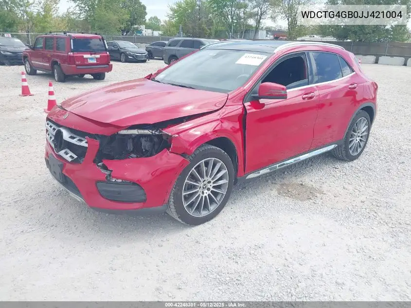 2018 Mercedes-Benz Gla 250 4Matic VIN: WDCTG4GB0JJ421004 Lot: 42248301