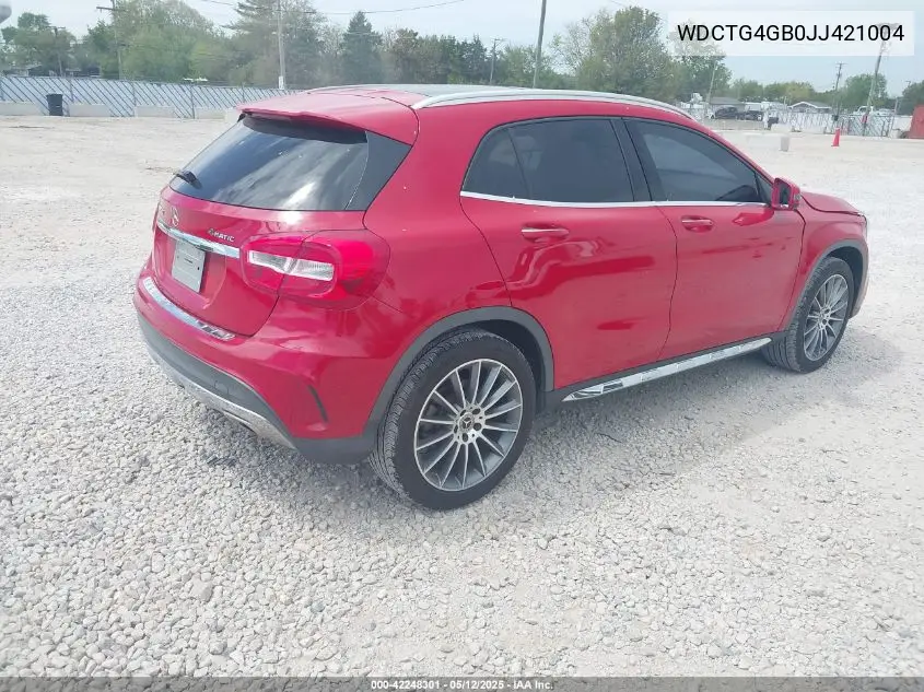 2018 Mercedes-Benz Gla 250 4Matic VIN: WDCTG4GB0JJ421004 Lot: 42248301
