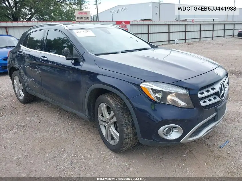 2018 Mercedes-Benz Gla 250 VIN: WDCTG4EB6JJ441938 Lot: 42566623