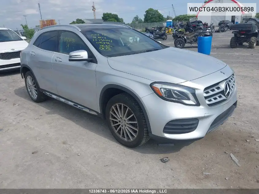 2019 Mercedes-Benz Gla 250 4Matic VIN: WDCTG4GB3KU005898 Lot: 12336743