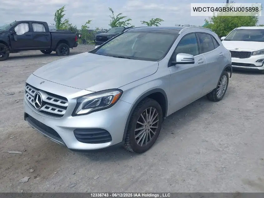 2019 Mercedes-Benz Gla 250 4Matic VIN: WDCTG4GB3KU005898 Lot: 12336743