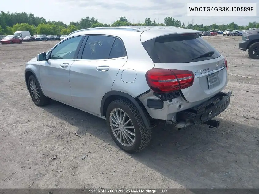 2019 Mercedes-Benz Gla 250 4Matic VIN: WDCTG4GB3KU005898 Lot: 12336743