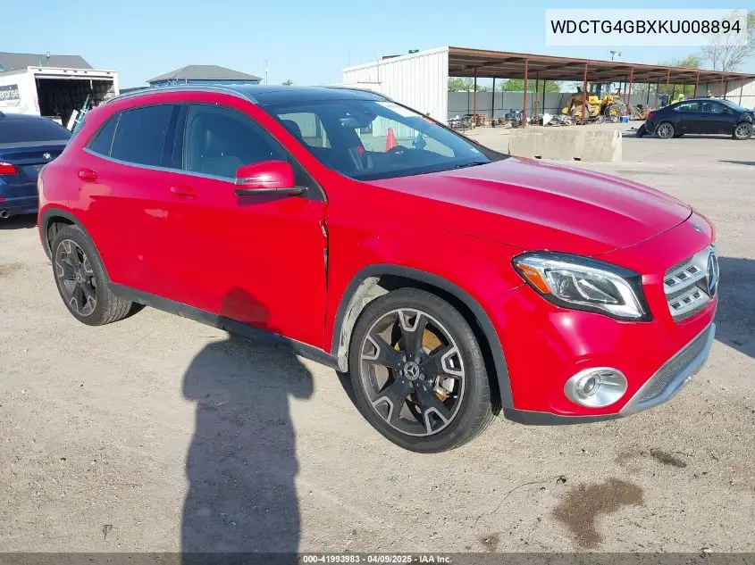 2019 Mercedes-Benz Gla 250 4Matic VIN: WDCTG4GBXKU008894 Lot: 41993983