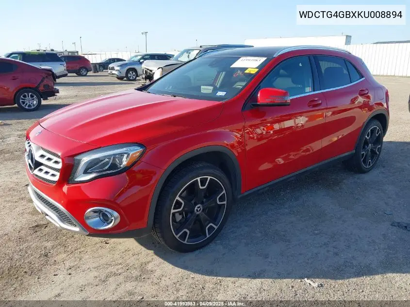 2019 Mercedes-Benz Gla 250 4Matic VIN: WDCTG4GBXKU008894 Lot: 41993983