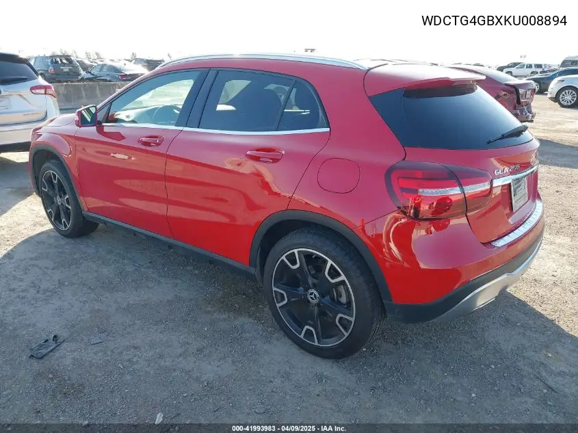 2019 Mercedes-Benz Gla 250 4Matic VIN: WDCTG4GBXKU008894 Lot: 41993983