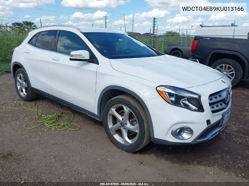 2019 Mercedes-Benz Gla 250 VIN: WDCTG4EB9KU013166 Lot: 42157593