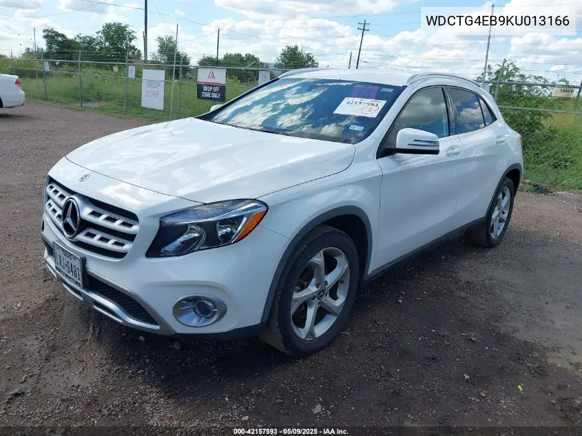 2019 Mercedes-Benz Gla 250 VIN: WDCTG4EB9KU013166 Lot: 42157593