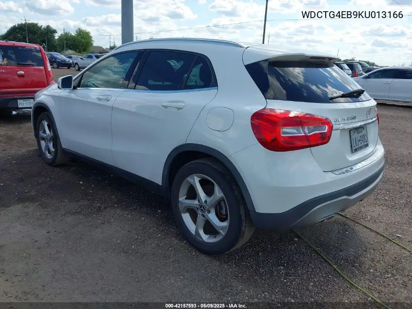 2019 Mercedes-Benz Gla 250 VIN: WDCTG4EB9KU013166 Lot: 42157593