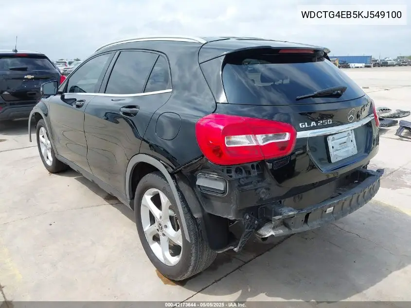 2019 Mercedes-Benz Gla 250 VIN: WDCTG4EB5KJ549100 Lot: 42173644