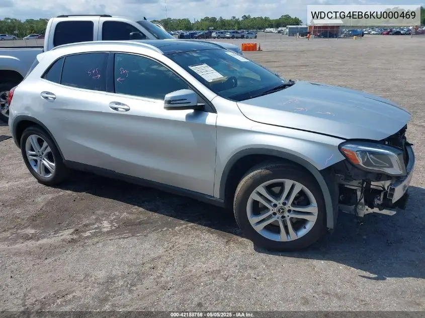2019 Mercedes-Benz Gla 250 VIN: WDCTG4EB6KU000469 Lot: 42188756
