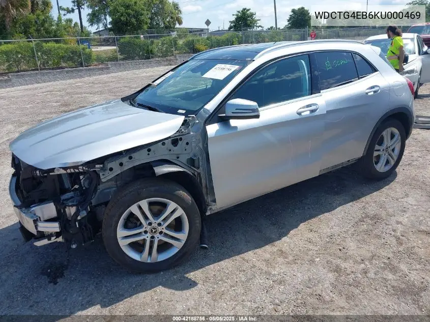 2019 Mercedes-Benz Gla 250 VIN: WDCTG4EB6KU000469 Lot: 42188756