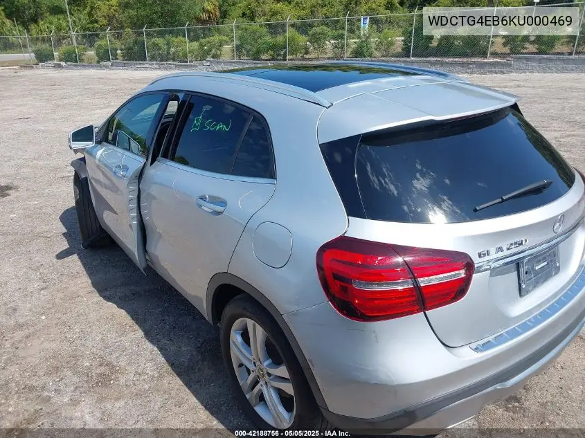 2019 Mercedes-Benz Gla 250 VIN: WDCTG4EB6KU000469 Lot: 42188756