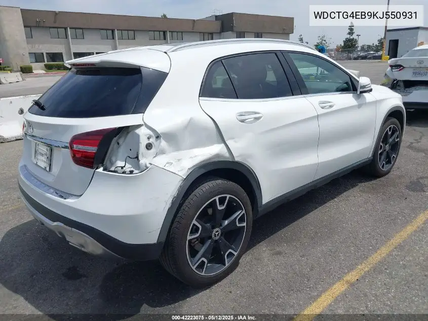 2019 Mercedes-Benz Gla 250 VIN: WDCTG4EB9KJ550931 Lot: 42223075
