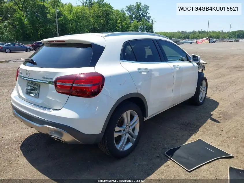 2019 Mercedes-Benz Gla 250 4Matic VIN: WDCTG4GB4KU016621 Lot: 42558754