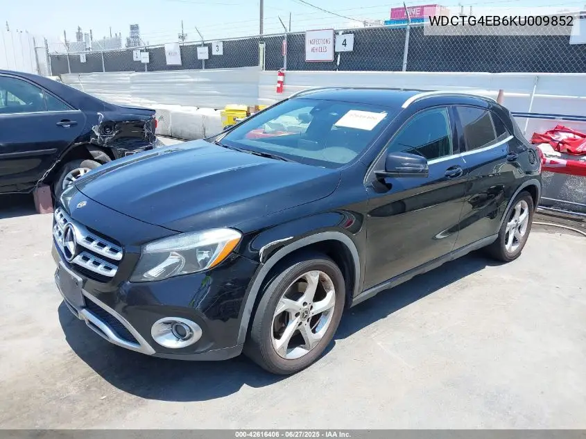 2019 Mercedes-Benz Gla 250 VIN: WDCTG4EB6KU009852 Lot: 42616406