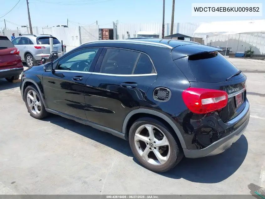 2019 Mercedes-Benz Gla 250 VIN: WDCTG4EB6KU009852 Lot: 42616406