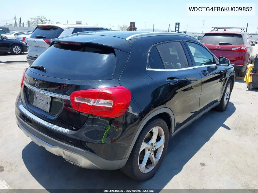 2019 Mercedes-Benz Gla 250 VIN: WDCTG4EB6KU009852 Lot: 42616406