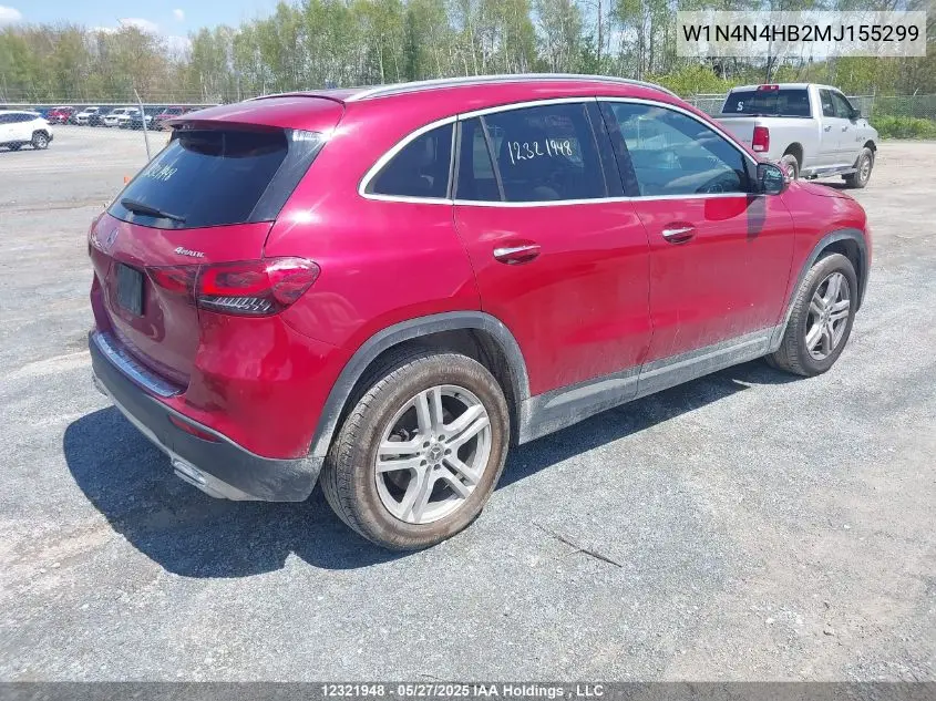2021 Mercedes-Benz Gla 250 4Matic VIN: W1N4N4HB2MJ155299 Lot: 12321948