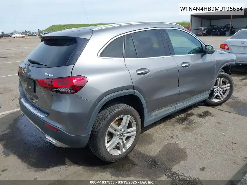 2021 Mercedes-Benz Gla 250 4Matic VIN: W1N4N4HB9MJ195654 Lot: 41837533