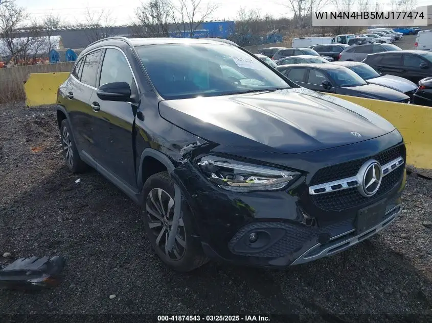 2021 Mercedes-Benz Gla 250 4Matic VIN: W1N4N4HB5MJ177474 Lot: 41874543