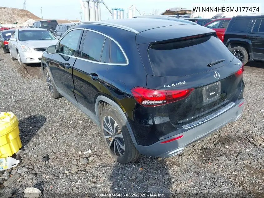 2021 Mercedes-Benz Gla 250 4Matic VIN: W1N4N4HB5MJ177474 Lot: 41874543