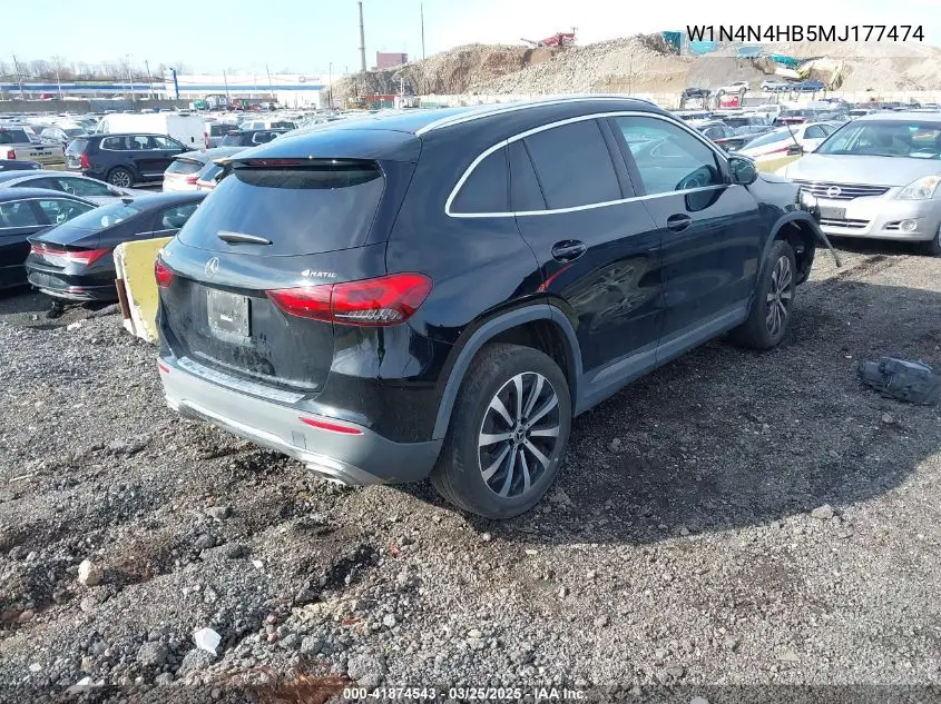 2021 Mercedes-Benz Gla 250 4Matic VIN: W1N4N4HB5MJ177474 Lot: 41874543