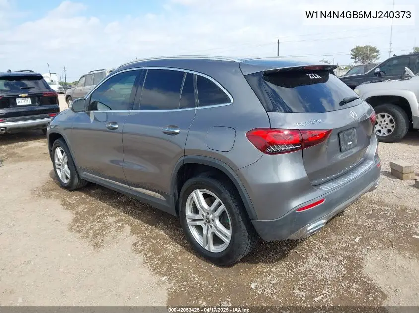 2021 Mercedes-Benz Gla 250 VIN: W1N4N4GB6MJ240373 Lot: 42053425