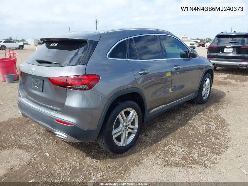 2021 Mercedes-Benz Gla 250 VIN: W1N4N4GB6MJ240373 Lot: 42053425