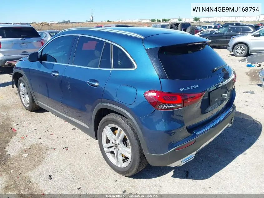 2021 Mercedes-Benz Gla 250 VIN: W1N4N4GB9MJ168794 Lot: 42184377