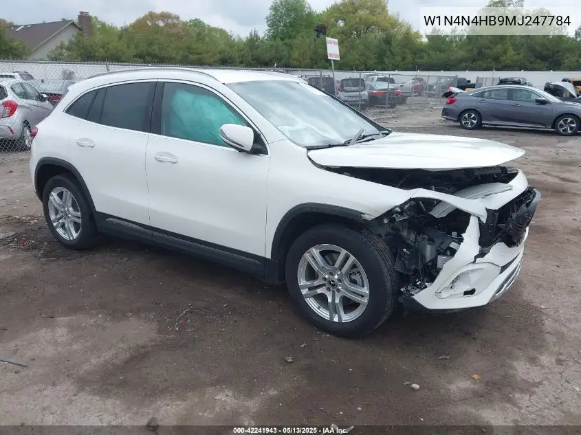 2021 Mercedes-Benz Gla 250 4Matic VIN: W1N4N4HB9MJ247784 Lot: 42241943
