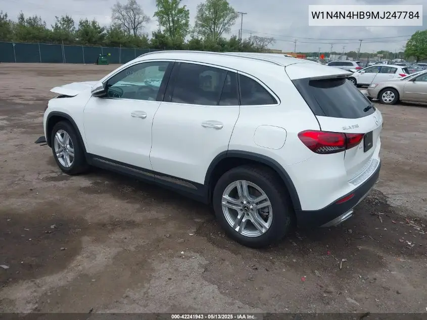 2021 Mercedes-Benz Gla 250 4Matic VIN: W1N4N4HB9MJ247784 Lot: 42241943