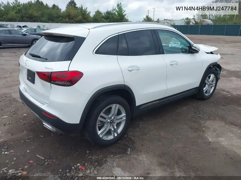 2021 Mercedes-Benz Gla 250 4Matic VIN: W1N4N4HB9MJ247784 Lot: 42241943