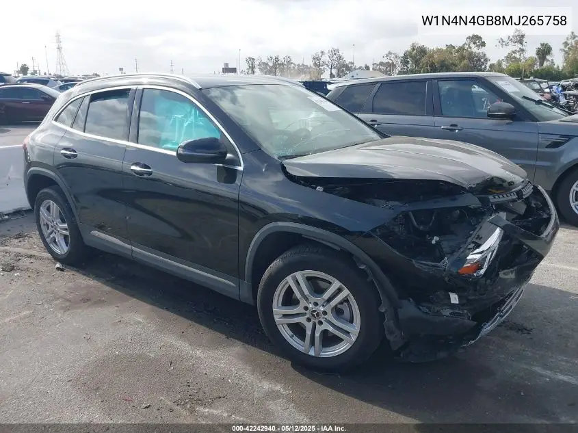 2021 Mercedes-Benz Gla VIN: W1N4N4GB8MJ265758 Lot: 42242940