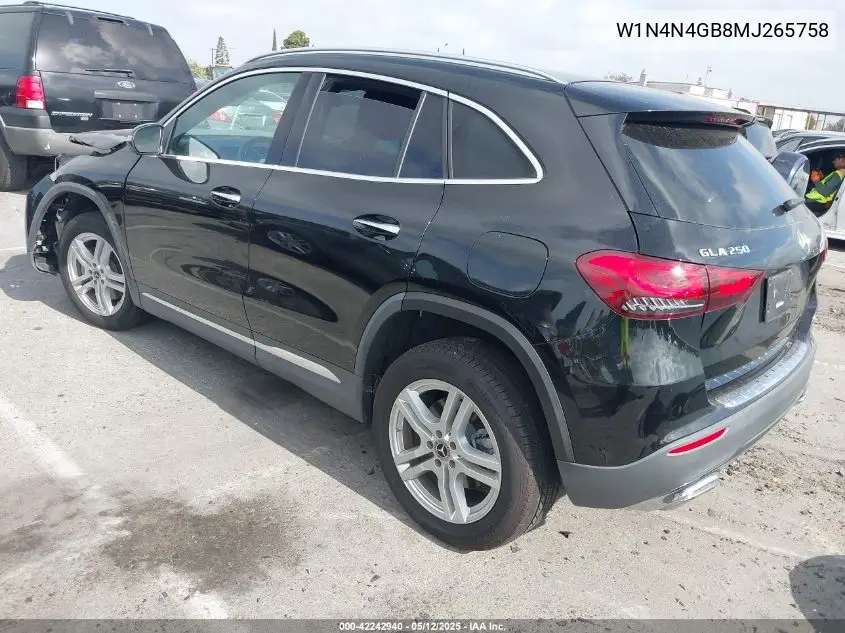 2021 Mercedes-Benz Gla VIN: W1N4N4GB8MJ265758 Lot: 42242940