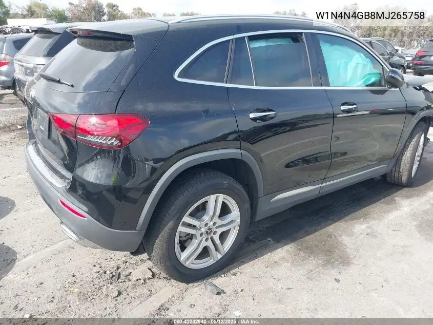2021 Mercedes-Benz Gla VIN: W1N4N4GB8MJ265758 Lot: 42242940