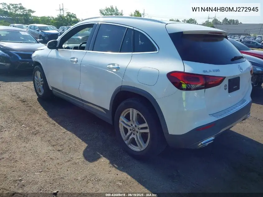 2021 Mercedes-Benz Gla 250 4Matic VIN: W1N4N4HB0MJ272945 Lot: 42449416