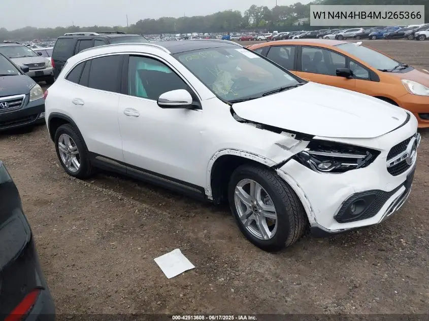 2021 Mercedes-Benz Gla 250 4Matic VIN: W1N4N4HB4MJ265366 Lot: 42513608