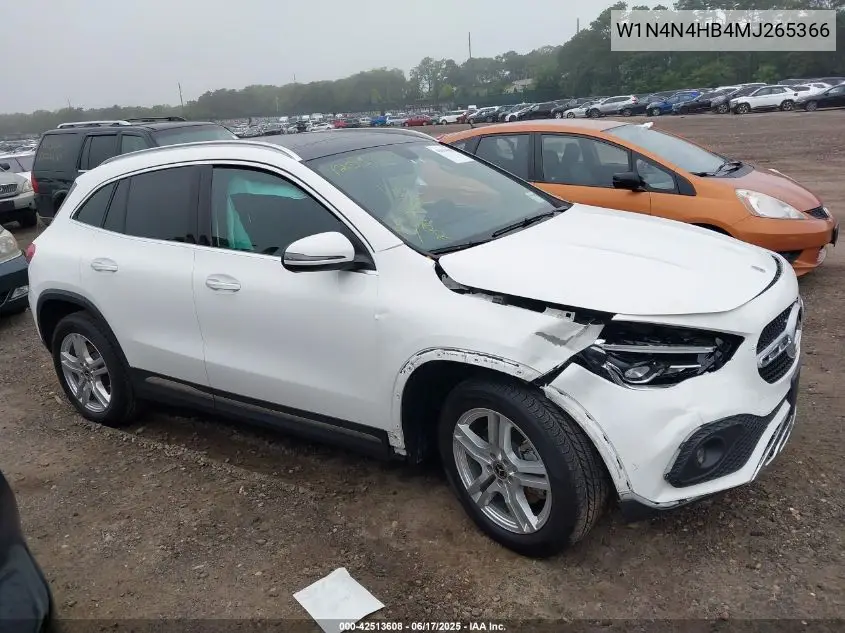 2021 Mercedes-Benz Gla 250 4Matic VIN: W1N4N4HB4MJ265366 Lot: 42513608