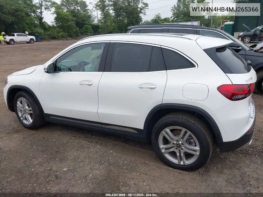 2021 Mercedes-Benz Gla 250 4Matic VIN: W1N4N4HB4MJ265366 Lot: 42513608