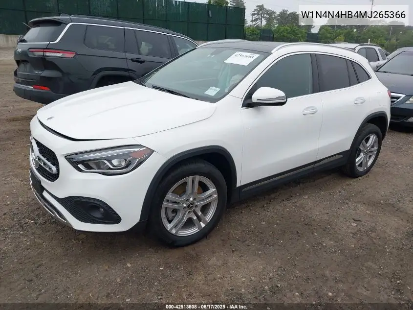 2021 Mercedes-Benz Gla 250 4Matic VIN: W1N4N4HB4MJ265366 Lot: 42513608