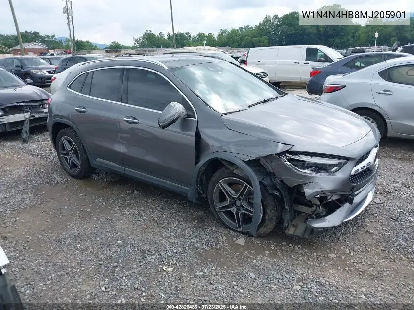 2021 Mercedes-Benz Gla 250 4Matic VIN: W1N4N4HB8MJ205901 Lot: 42820486