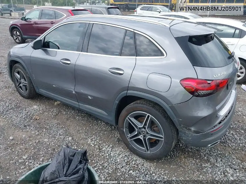 2021 Mercedes-Benz Gla 250 4Matic VIN: W1N4N4HB8MJ205901 Lot: 42820486