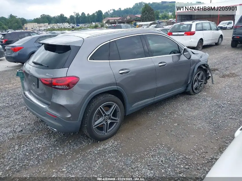 2021 Mercedes-Benz Gla 250 4Matic VIN: W1N4N4HB8MJ205901 Lot: 42820486