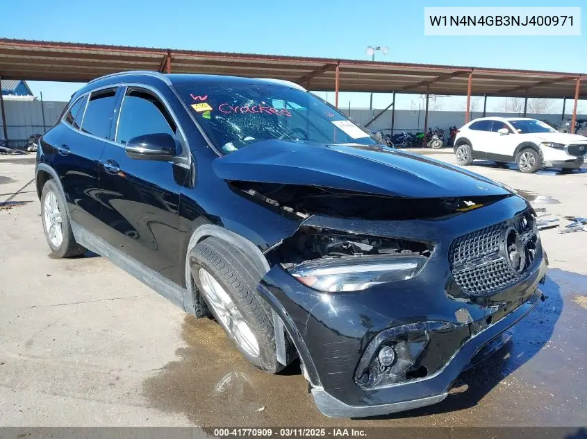 2022 Mercedes-Benz Gla 250 VIN: W1N4N4GB3NJ400971 Lot: 41770909