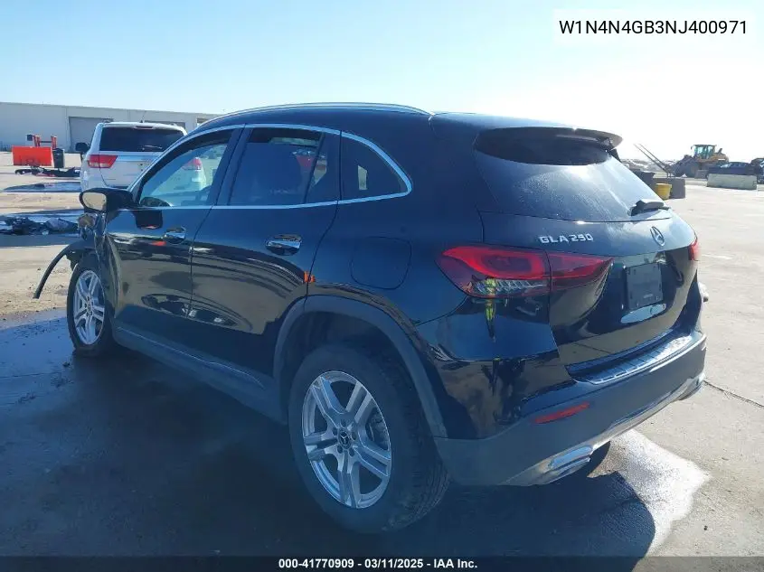 2022 Mercedes-Benz Gla 250 VIN: W1N4N4GB3NJ400971 Lot: 41770909