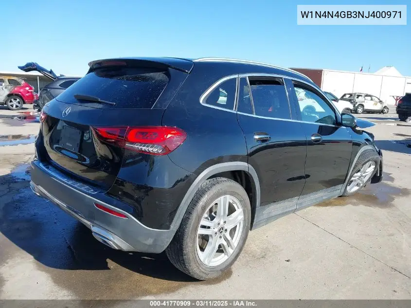 2022 Mercedes-Benz Gla 250 VIN: W1N4N4GB3NJ400971 Lot: 41770909