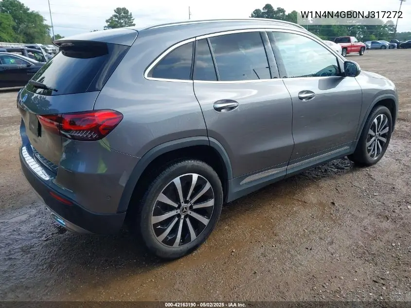 2022 Mercedes-Benz Gla 250 VIN: W1N4N4GB0NJ317272 Lot: 42163190