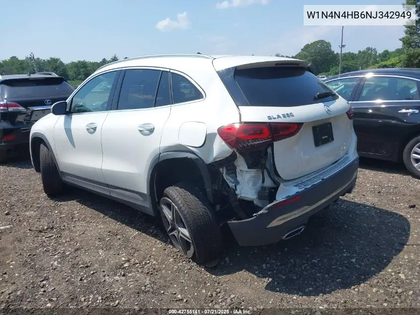2022 Mercedes-Benz Gla 250 4Matic VIN: W1N4N4HB6NJ342949 Lot: 42755141