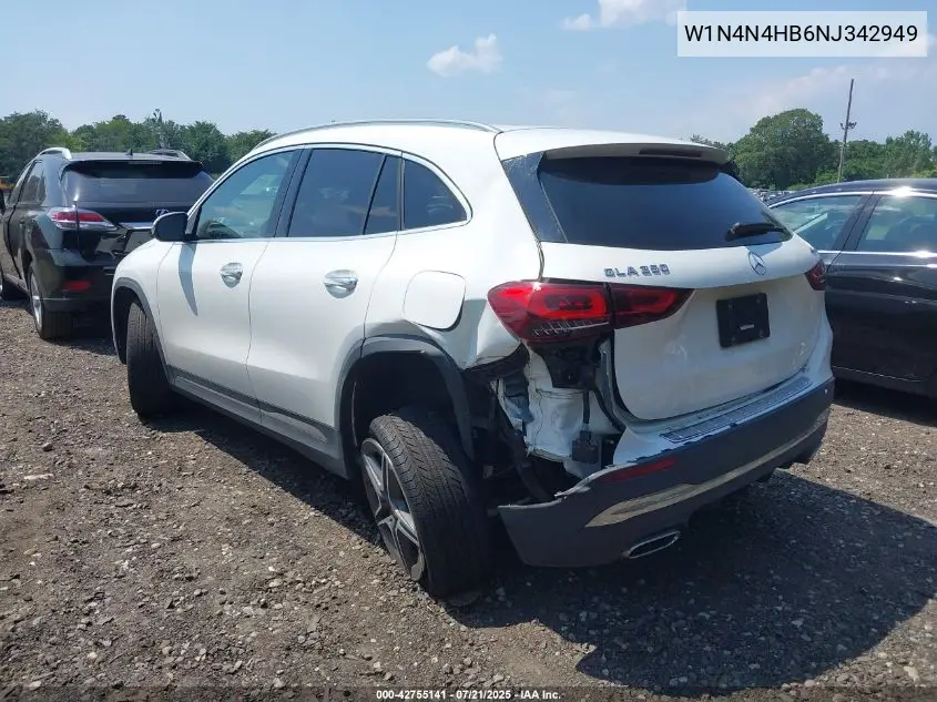 2022 Mercedes-Benz Gla 250 4Matic VIN: W1N4N4HB6NJ342949 Lot: 42755141